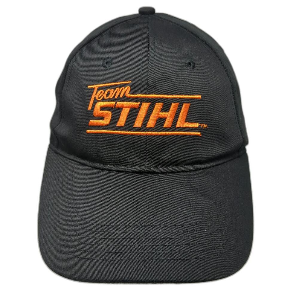 Stihl Snapback Black Orange One Size 6 Panel Embroidered Team Logo Hat Workwear